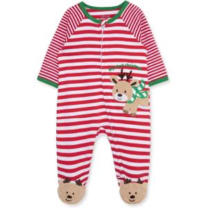 Little Me Clothes for Baby Boys’ and Girls’ Holiday Footies Rompers Sleepers, Newborn to 6 Months(Xmas Red/White/Multicolor)