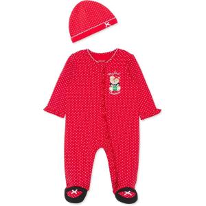 Little Me Clothes for Baby Boys’ and Girls’ Holiday Footies and Cap Set Romper Sleeper, Newborn to 18 Months(Christmas Cute Bear)