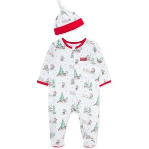 Little Me Clothes for Baby Boys’ and Girls’ Holiday Footies and Cap Set Romper Sleeper, Newborn to 18 Months(White/Xmas Red/Multicolor)