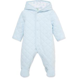 Little Me Clothes for Baby Boys’ and Girls’ Organic Cotton Quilted Velour Pram Snowsuit, NB to 9 Months(Blue)