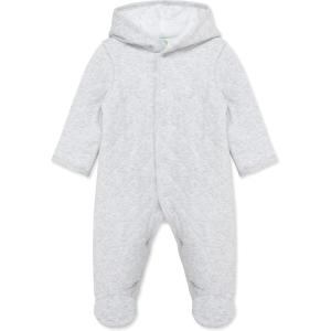 Little Me Clothes for Baby Boys’ and Girls’ Organic Cotton Quilted Velour Pram Snowsuit, NB to 9 Months(Grey)