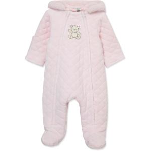 Little Me Clothes for Baby Boys’ and Girls’ Quilted Velour Pram Fall Winter Snowsuit with Fold-Over Mitts, 3 to 9 Months(Barely Pink)