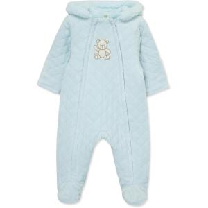 Little Me Clothes for Baby Boys’ and Girls’ Quilted Velour Pram Fall Winter Snowsuit with Fold-Over Mitts, 3 to 9 Months(Illusion Blue)