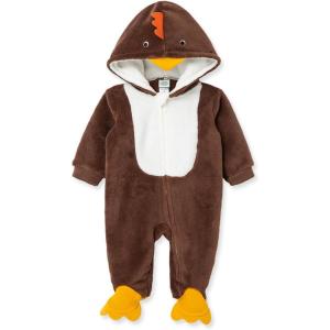Little Me Clothes for Baby Boys’ and Girls’ Thanksgiving Fleece Footie Sleeper Rompers(Turkey Brown)