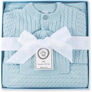 Little Me Clothes for Baby Sweater Gift Set Matching Sweater and Blanket, Baby Essentials, Baby Shower Gifts, 3 to 9 Months(Baby Blue)