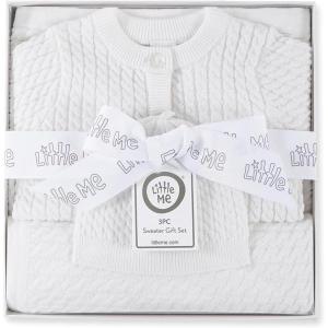 Little Me Clothes for Baby Sweater Gift Set Matching Sweater and Blanket, Baby Essentials, Baby Shower Gifts, 3 to 9 Months(Bright White)