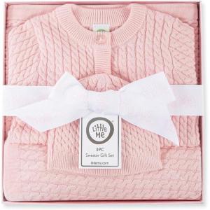 Little Me Clothes for Baby Sweater Gift Set Matching Sweater and Blanket, Baby Essentials, Baby Shower Gifts, 3 to 9 Months(Icy Pink)
