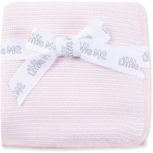 Little Me Knit Baby Blanket – 100% Soft Cotton, Snuggly and Breathable, Perfect as a Swaddle, Stroller Blanket or Nursery Decor for Boys and Girls, Pink Stripe, 30 x 40 Inches(Pink Stripe)