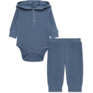 Little Me Simply Essential Solids Gender Neutral Bodysuit and Coordinating Pant Set, 3 Months to 12 Months(China Blue)