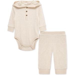 Little Me Simply Essential Solids Gender Neutral Bodysuit and Coordinating Pant Set, 3 Months to 12 Months(Oatmeal Heather/Smoke Gray)