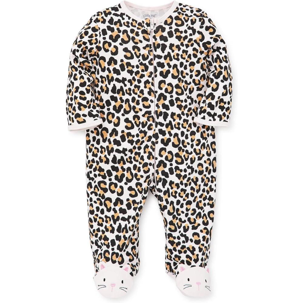imageLittle Me Clothes for Baby Girls 100 Cotton ScratchFree Tag Footie Sleeper Preemie to 9 MonthsMulti