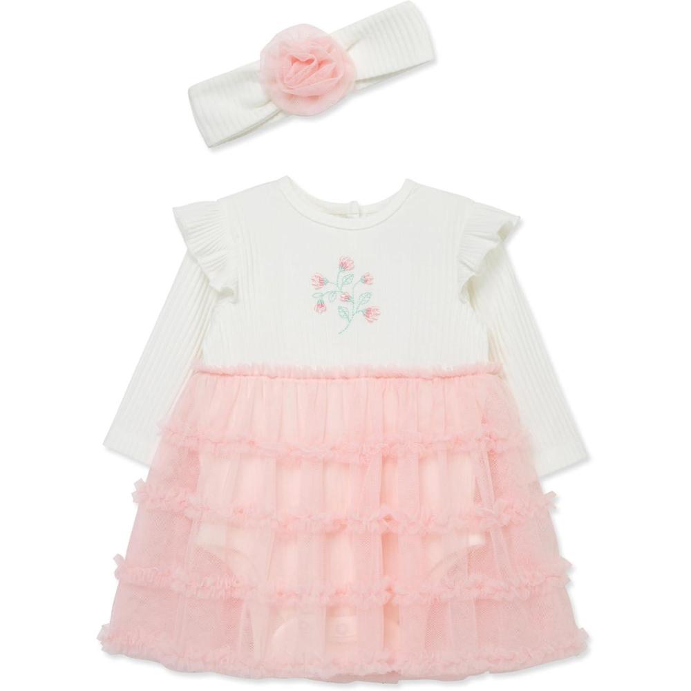 imageLittle Me Clothes for Baby Girls Tutu Popover and Matching Headband Set 3 Months to 12 MonthsCrystal Rose