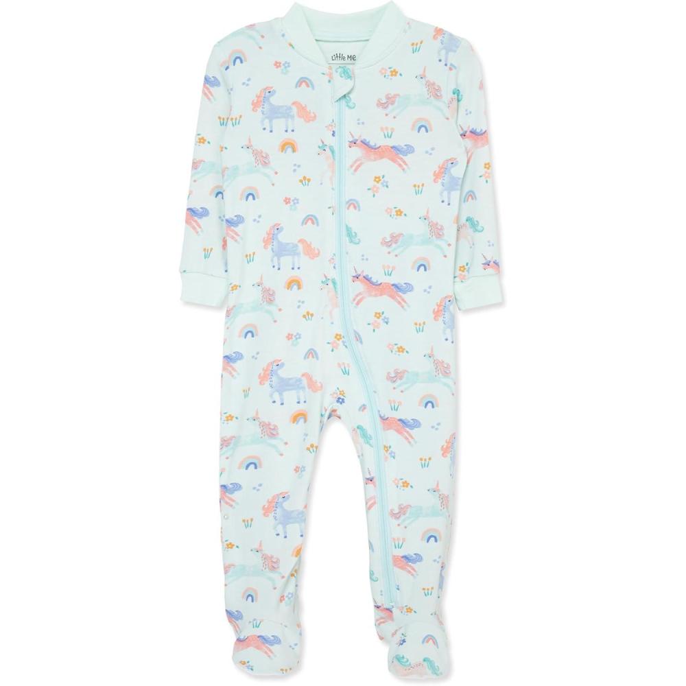 imageLittle Me Clothes for Baby Girls Zip Front Bodysuit Sleepwear 12 Months to 24 MonthsAqua Glass