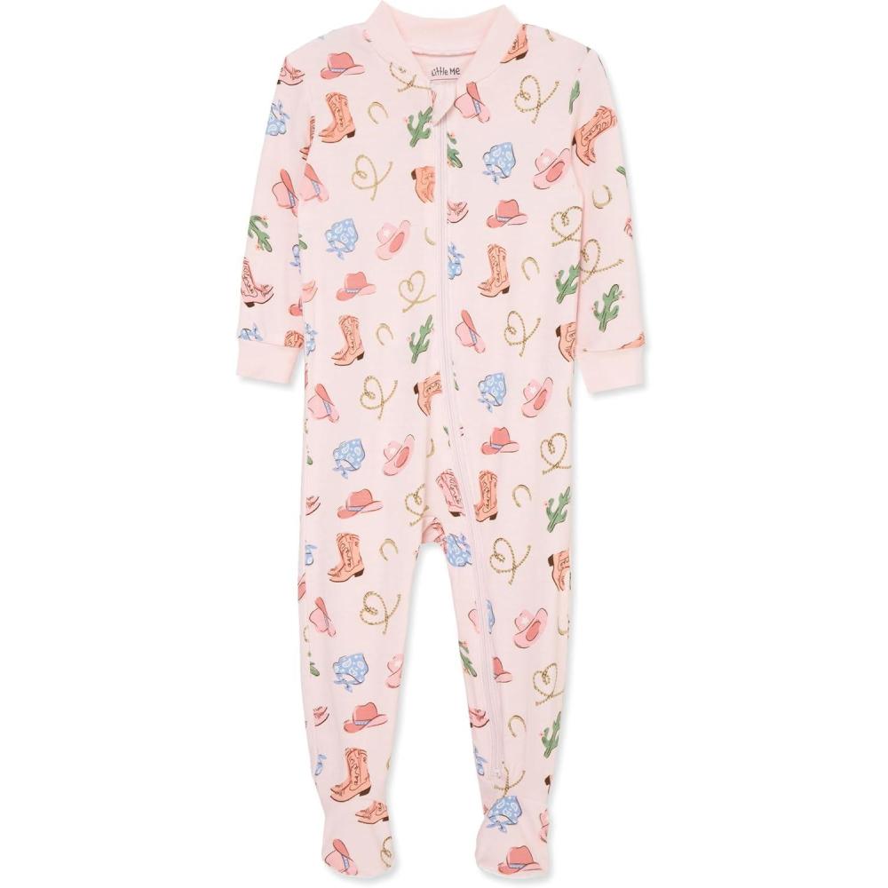 imageLittle Me Clothes for Baby Girls Zip Front Bodysuit Sleepwear 12 Months to 24 MonthsIcy Pink