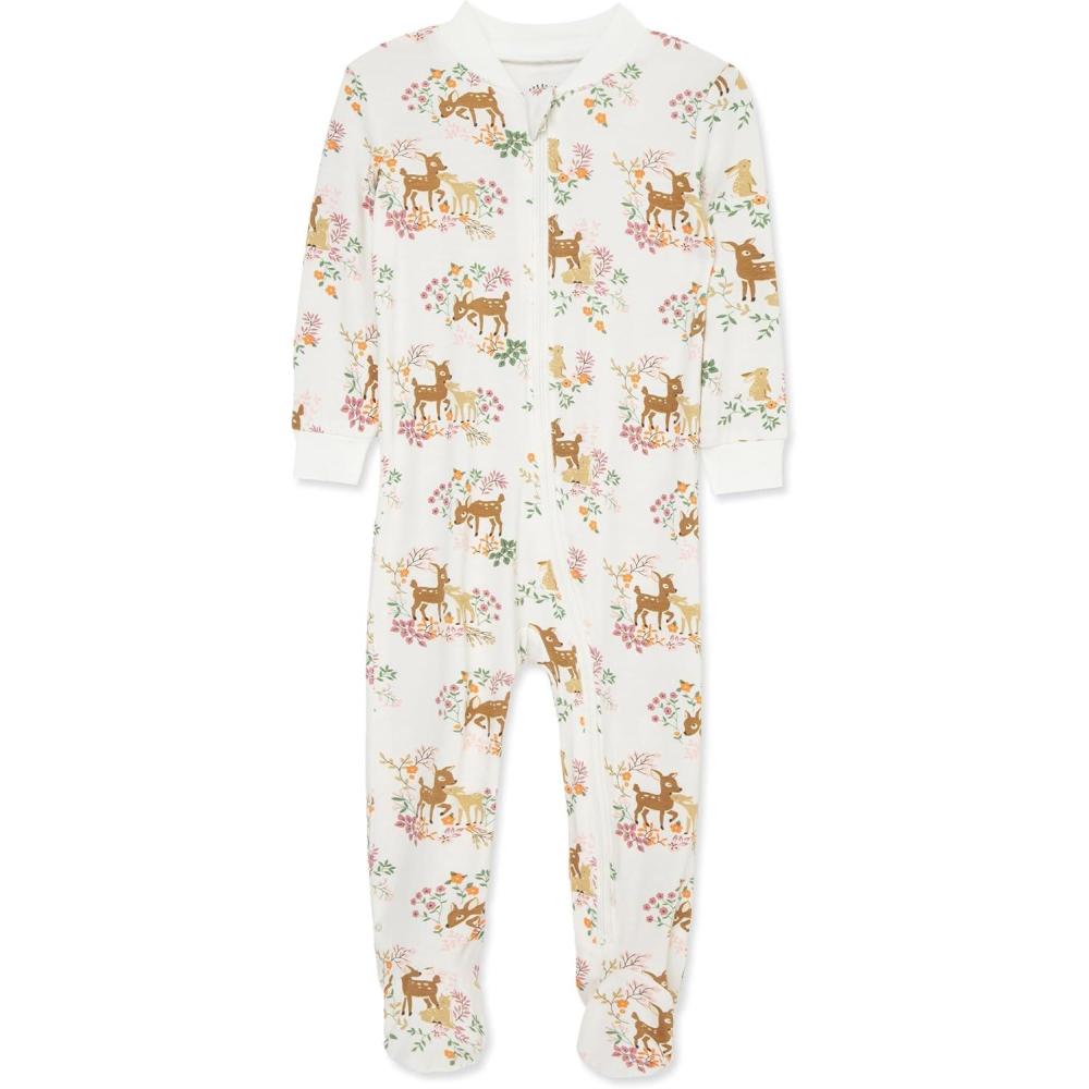 imageLittle Me Clothes for Baby Girls Zip Front Bodysuit Sleepwear 12 Months to 24 MonthsWhisper White Deer