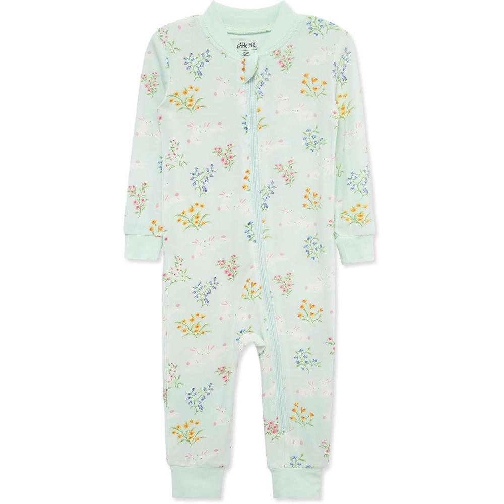 imageLittle Me Clothes for Baby Girls Zip Front Pajama Footies 1224 MonthsAqua