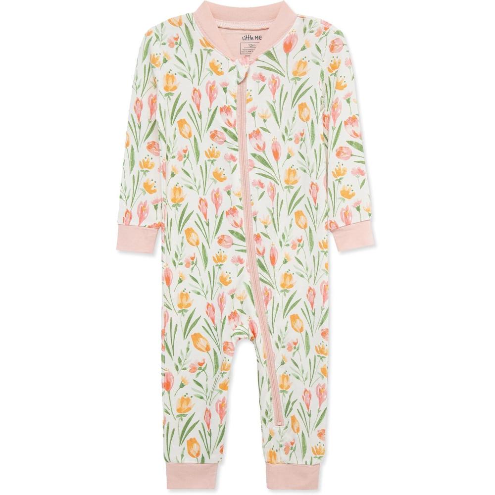 imageLittle Me Clothes for Baby Girls Zip Front Pajama Footies 1224 MonthsMarshmallowPink