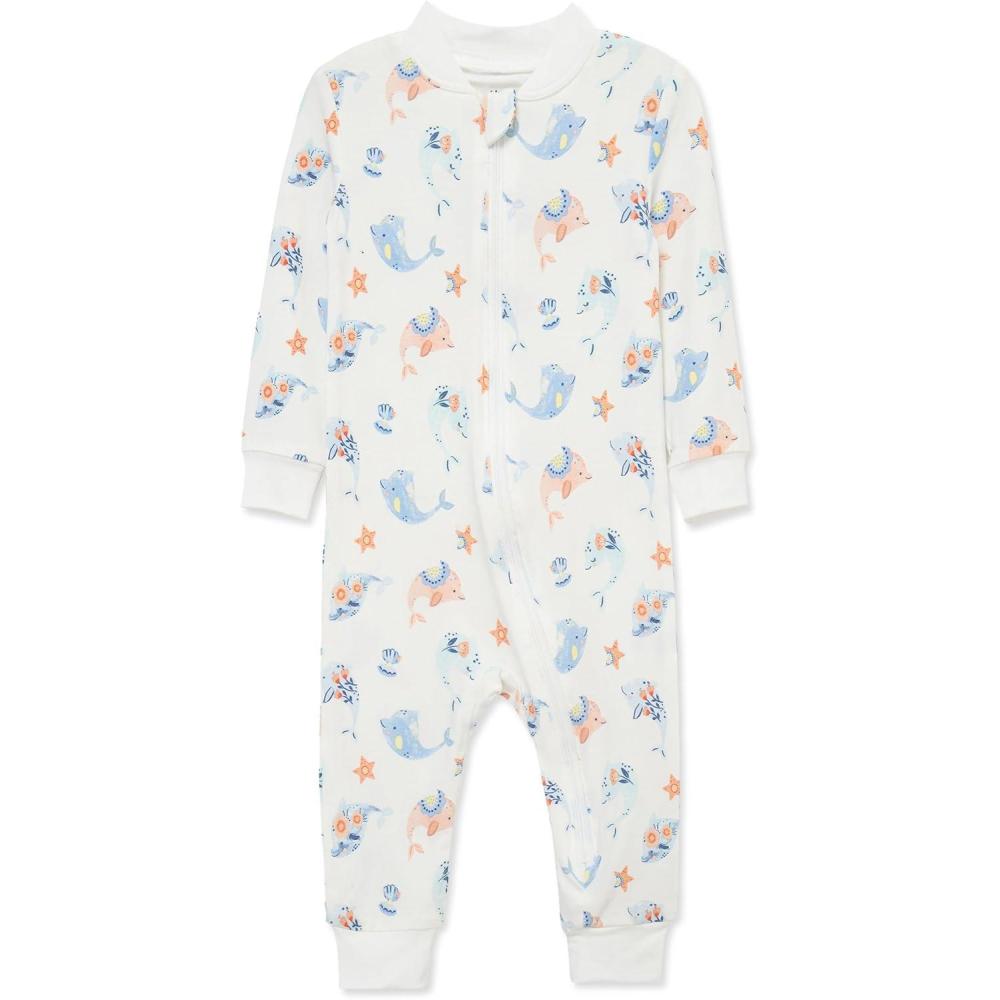 imageLittle Me Clothes for Baby Girls Zip Front Pajama Footies 1224 MonthsMulti