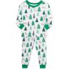 Little Me Baby Boys’ and Girls’ Christmas Holiday Santa Print Pajamas, 12M to 4T(Bright White/Jelly Bean Tree)