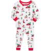Little Me Baby Boys’ and Girls’ Christmas Holiday Santa Print Pajamas, 12M to 4T(Bright White/Lipstick Red Puppy)