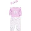 Little Me Baby Girls’ 3-Pc 100% Cotton, Bodysuit, Matching Headband and Pant Set, 3 Months to 24 Months(Lilac)