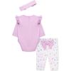 Little Me Baby Girls’ 3-Pc 100% Cotton, Bodysuit, Matching Headband and Pant Set, 3 Months to 24 Months(Lilac)