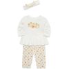 Little Me Baby Girls’ 3-Pc 100% Cotton, Bodysuit, Matching Headband and Pant Set, 3 Months to 24 Months(Multicolor Thankful)