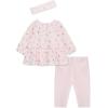 Little Me Baby Girls’ 3-Piece 100% Cotton, Tunic, Legging and Headband Set, 3 Months to 24 Months(Barely Pink/Gold Foil)