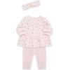 Little Me Baby Girls’ 3-Piece 100% Cotton, Tunic, Legging and Headband Set, 3 Months to 24 Months(Barely Pink/Gold Foil)