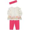 Little Me Baby Girls’ 3-Piece 100% Cotton, Tunic, Legging and Headband Set, 3 Months to 24 Months(Carmine/Whisper White Floral)