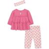 Little Me Baby Girls’ 3-Piece 100% Cotton, Tunic, Legging and Headband Set, 3 Months to 24 Months(Chateau Rose/Multicolor)