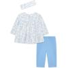 Little Me Baby Girls’ 3-Piece 100% Cotton, Tunic, Legging and Headband Set, 3 Months to 24 Months(Della Robbia Blue/Marshmallow)