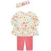 Little Me Baby Girls’ 3-Piece 100% Cotton, Tunic, Legging and Headband Set, 3 Months to 24 Months(Desert Rose/Multicolor Floral)