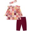 Little Me Baby Girls’ 3-Piece 100% Cotton, Tunic, Legging and Headband Set, 3 Months to 24 Months(Rhodedendron)