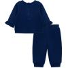 Little Me Clothes for Baby Girls’ 100% Cotton Active Set, Pull on Pants and Sweater, 3 Months to 12 Months(Blue Depths)