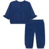 Little Me Clothes for Baby Girls’ 100% Cotton Active Set, Pull on Pants and Sweater, 3 Months to 12 Months(Blue Depths Flowers)