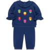 Little Me Clothes for Baby Girls’ 100% Cotton Active Set, Pull on Pants and Sweater, 3 Months to 12 Months(Blue Depths Flowers)