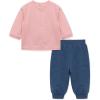 Little Me Clothes for Baby Girls’ 100% Cotton Active Set, Pull on Pants and Sweater, 3 Months to 12 Months(Dk Denim/Quartz Pink)