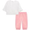 Little Me Clothes for Baby Girls’ 100% Cotton Active Set, Pull on Pants and Sweater, 3 Months to 12 Months(Peony Pink Hearts)