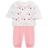 Little Me Clothes for Baby Girls’ 100% Cotton Active Set, Pull on Pants and Sweater, 3 Months to 12 Months(Peony Pink Hearts)