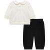 Little Me Clothes for Baby Girls’ 100% Cotton Active Set, Pull on Pants and Sweater, 3 Months to 12 Months(White/Black)