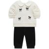 Little Me Clothes for Baby Girls’ 100% Cotton Active Set, Pull on Pants and Sweater, 3 Months to 12 Months(White/Black)