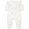 Little Me Clothes for Baby Girls’ 100% Cotton Scratch-Free Tag Footie Sleeper, Preemie to 9 Months(Flora White)