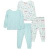 Little Me Clothes for Baby Girls’ 2-Pack Pajama Set, 2 Long Sleeve Tops and 2 Bottoms, 12 Months – 4Toddler(Aqua Glass/Eggshell Blue)
