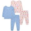 Little Me Clothes for Baby Girls’ 2-Pack Pajama Set, 2 Long Sleeve Tops and 2 Bottoms, 12 Months – 4Toddler(Icy Pink/Serenity)