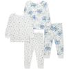 Little Me Clothes for Baby Girls’ 2-Pack Pajama Set, 2 Long Sleeve Tops and 2 Bottoms, 12 Months – 4Toddler(Marshmallow/Amparo Blue)