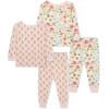 Little Me Clothes for Baby Girls’ 2-Pack Pajama Set, 2 Long Sleeve Tops and 2 Bottoms, 12 Months – 4Toddler(Whisper White/Seashell Pink)