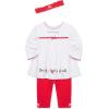 Little Me Clothes for Baby Girl’s 3-Pc Christmas Holiday Holly Headband, Tunic, and Coordinating Legging Set, 3 to 24 Months(Holly White)