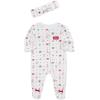 Little Me Clothes for Baby Girls’ Footie and Headband, Newborn – 9 Months(Ribbons and Bears)