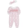 Little Me Clothes for Baby Girls’ Footie and Headband, Newborn – 9 Months(White/Xmas Red Festive)
